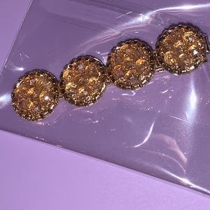 Gold circular hair Barrette pin jeweled